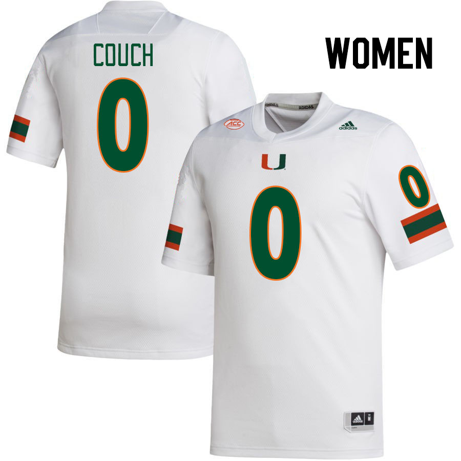 Women #0 Te'Cory Couch Miami Hurricanes College Football Jerseys Stitched-White - Click Image to Close